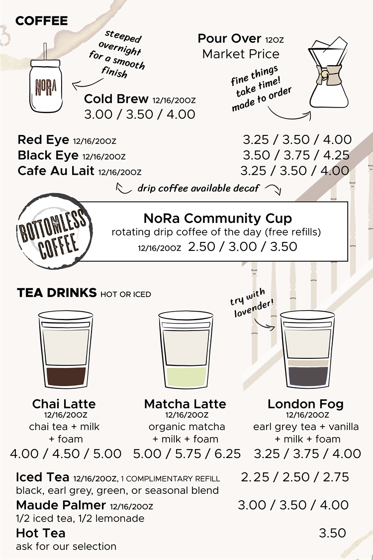 NoRa Menu - 2024-08 - Coffee and Tea